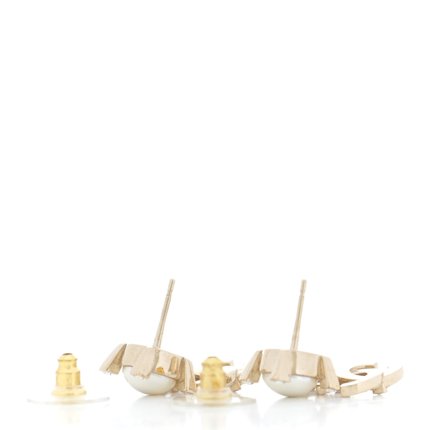 Chanel Crystal Pearl CC Drop Earrings Gold 3 of 4