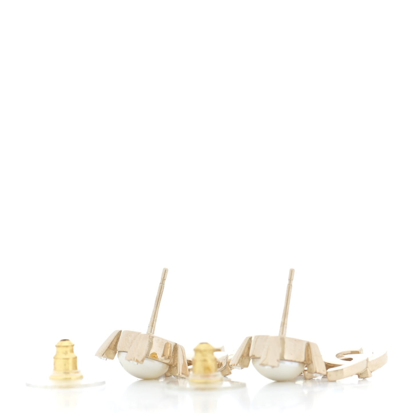 Crystal Pearl CC Drop Earrings Gold