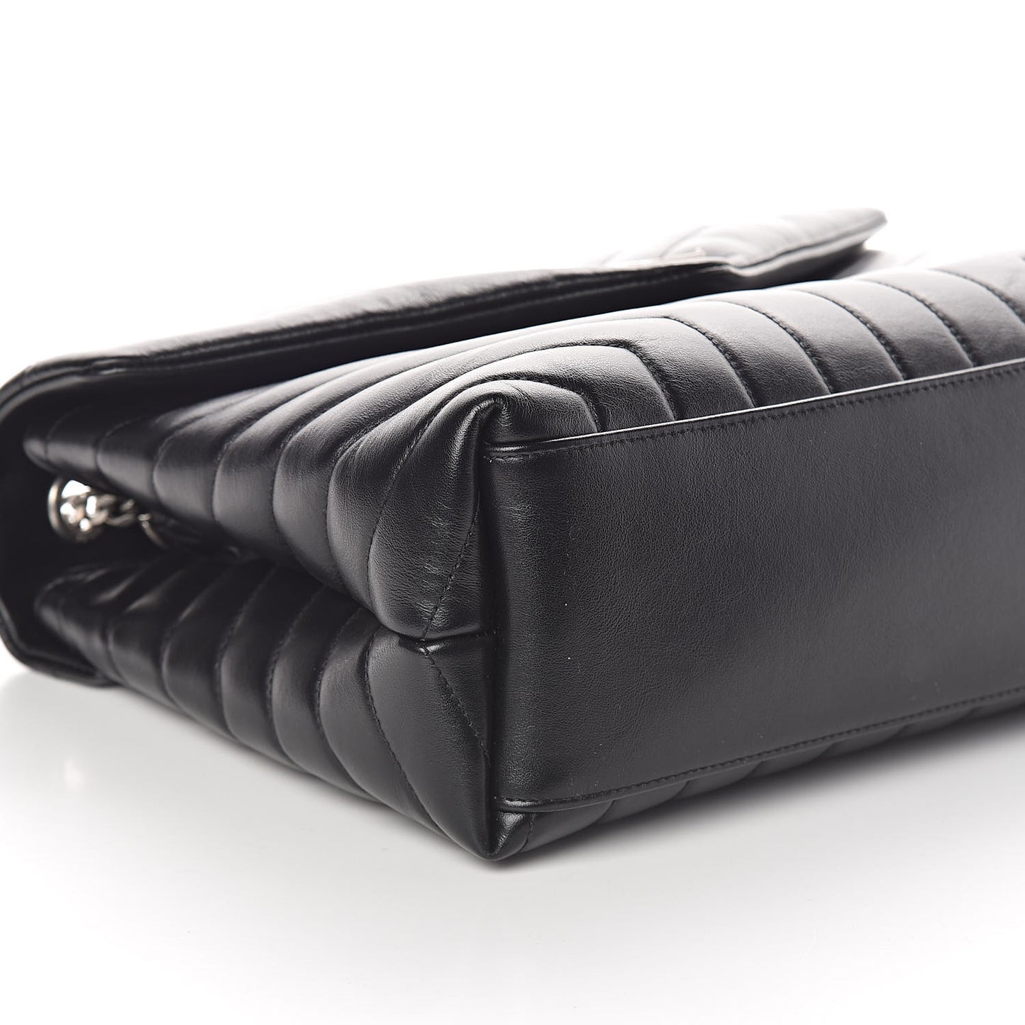 Calfskin Y Quilted Monogram Medium Loulou Chain Satchel Black