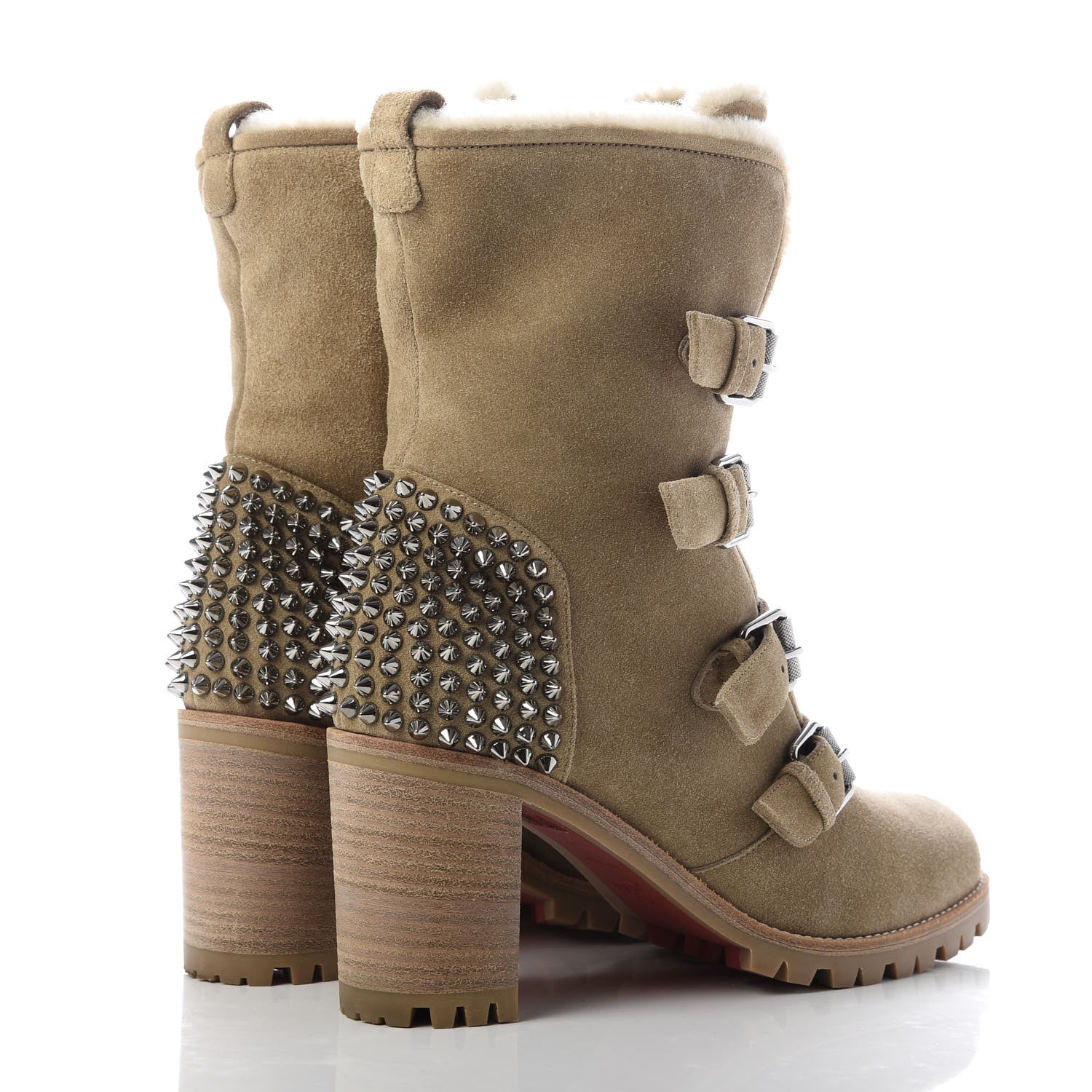 Christian Louboutin Veau Velours Shearling Emir Glorymount 70 Boots 39 Camel 4 of 8