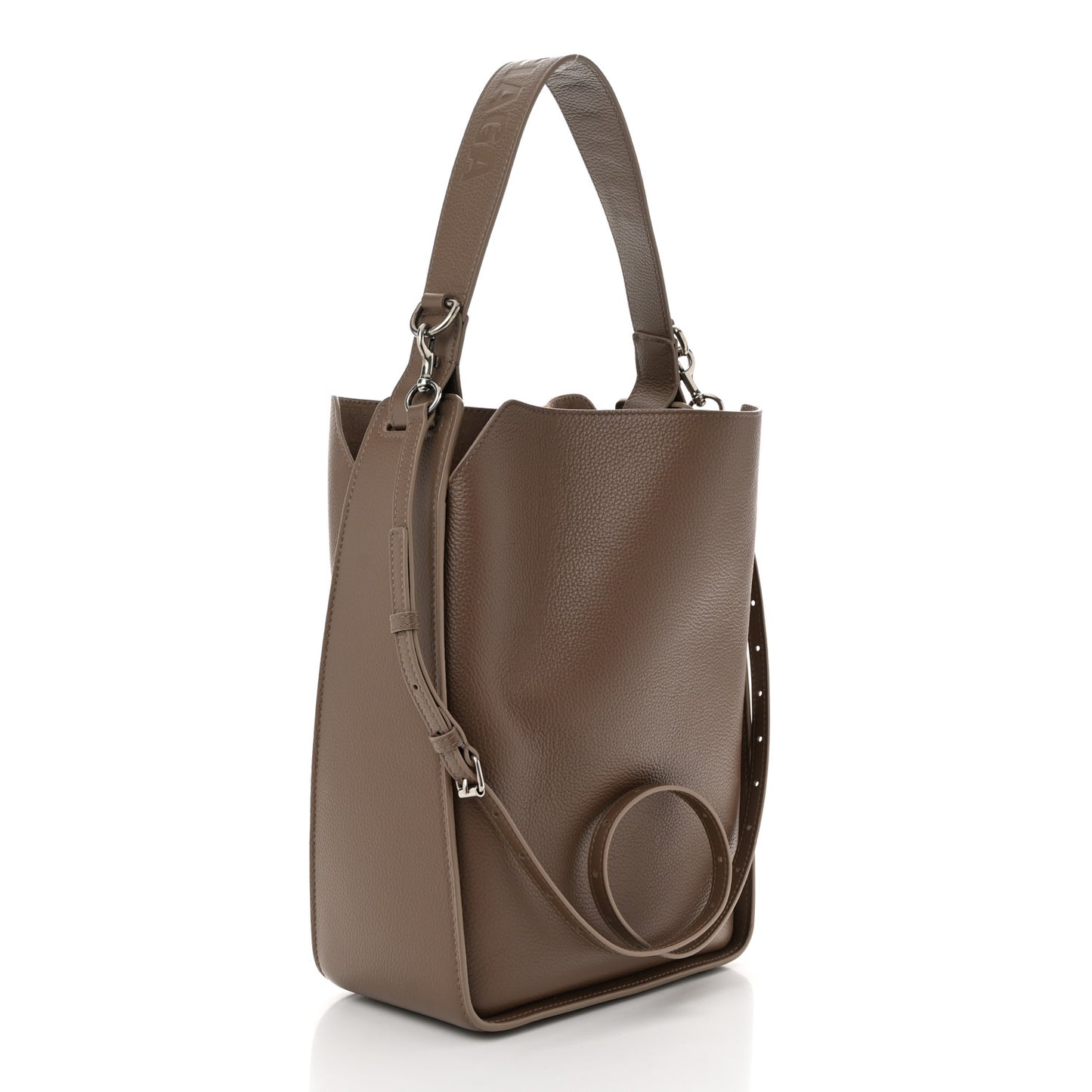 Calfskin Logo Embossed Small Tool 2.0 North-South Tote Mink Grey