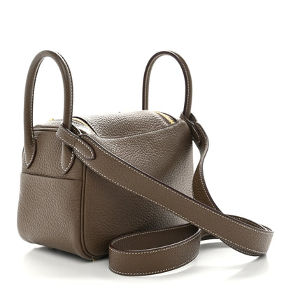 Hermes Taurillon Clemence Mini Lindy 20 Etoupe 3 of 10