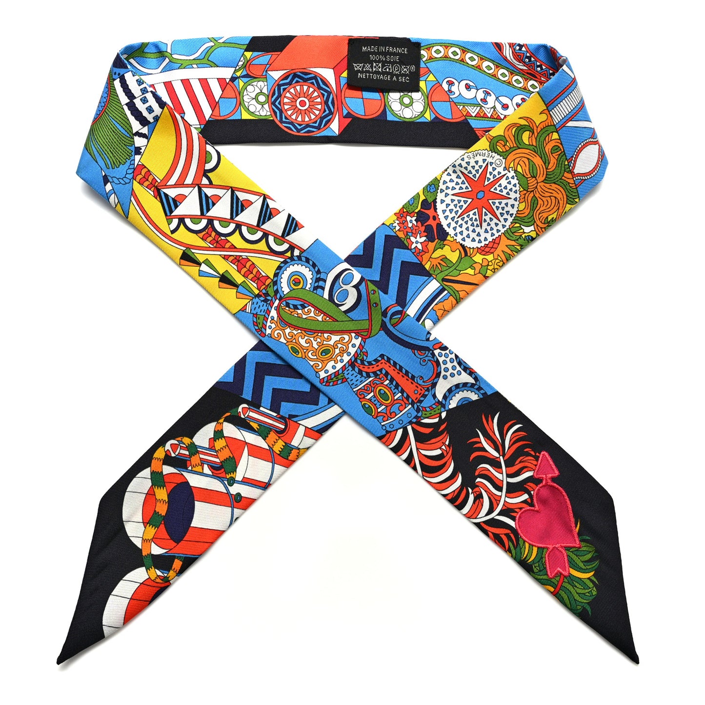 Silk De l'Ombrelle Aux Duels Sticker Twilly Black Bleu Jaune Vif