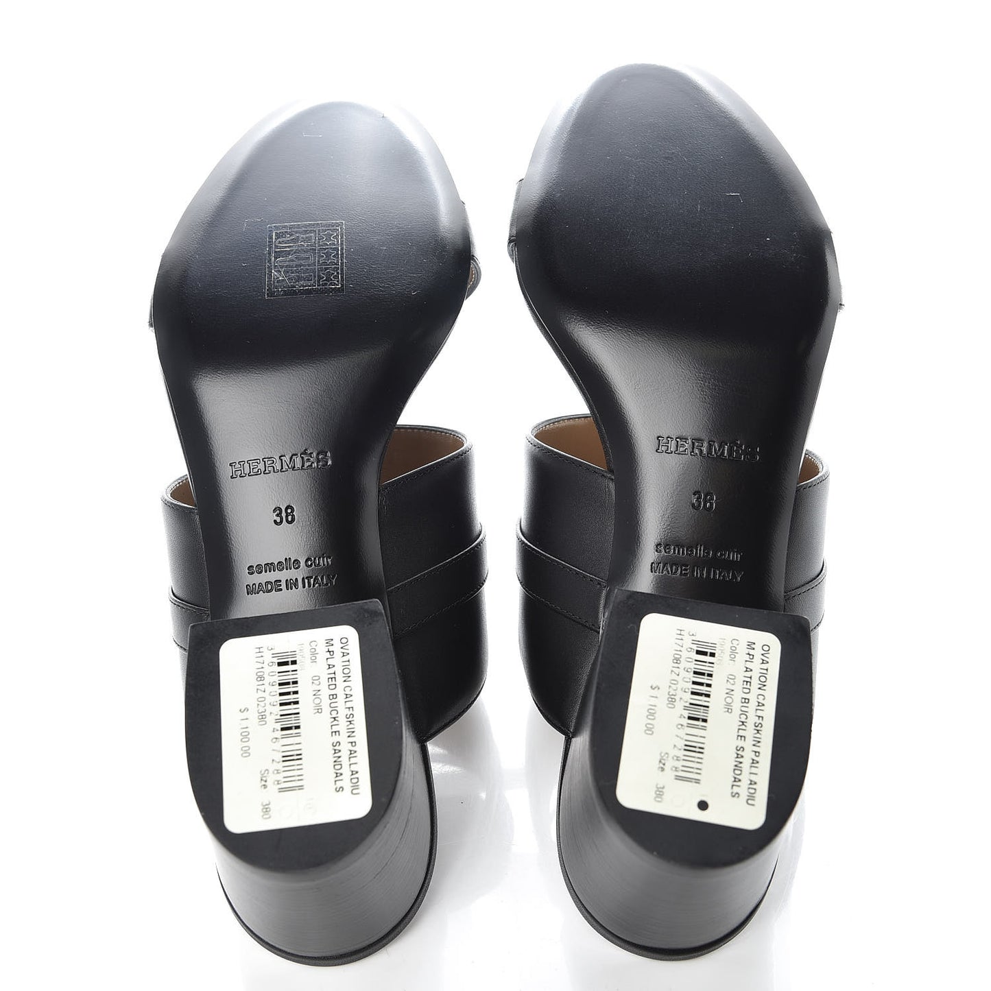 Calfskin Ovation Buckle Sandals 38 Black