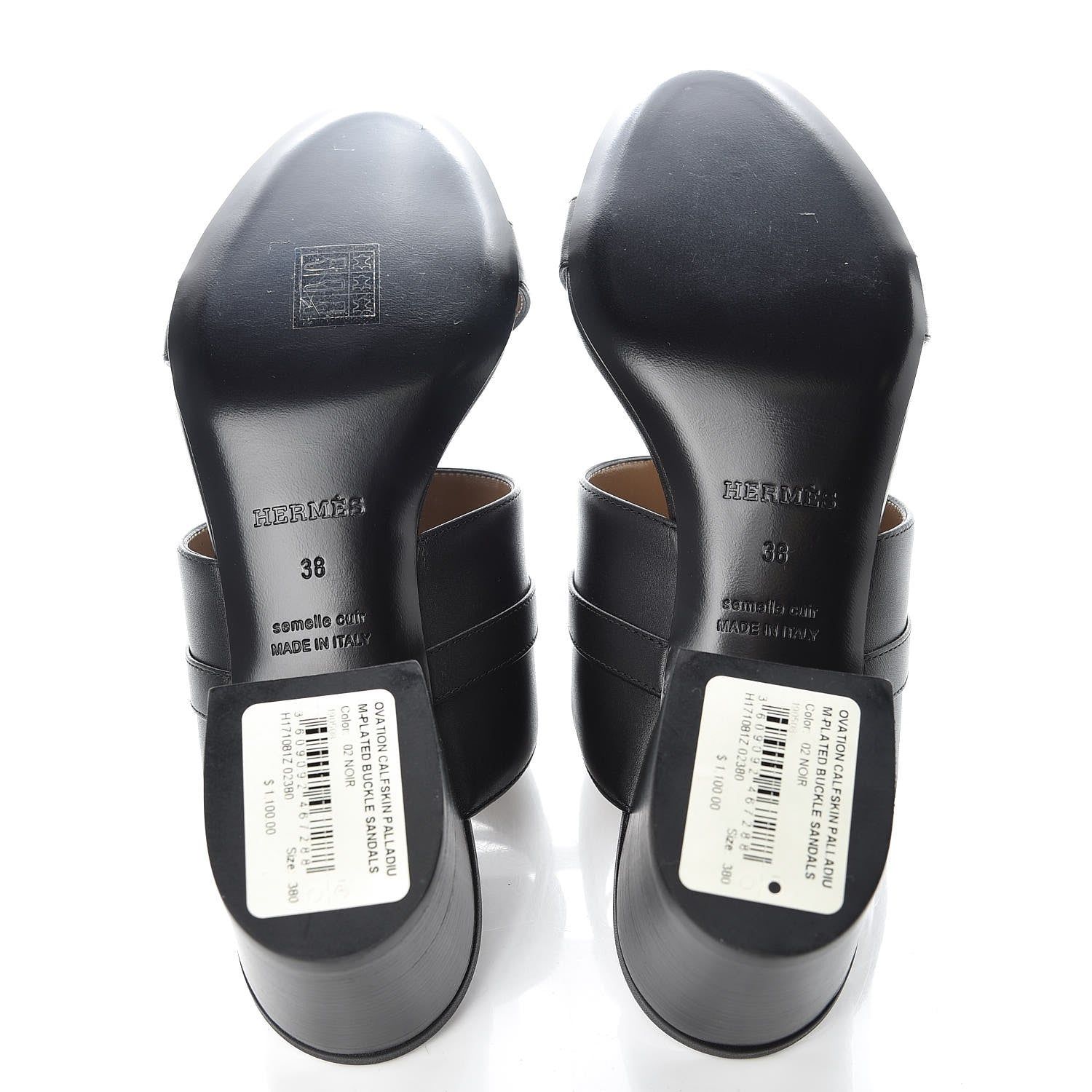 Hermes Calfskin Ovation Buckle Sandals 38 Black 5 of 8