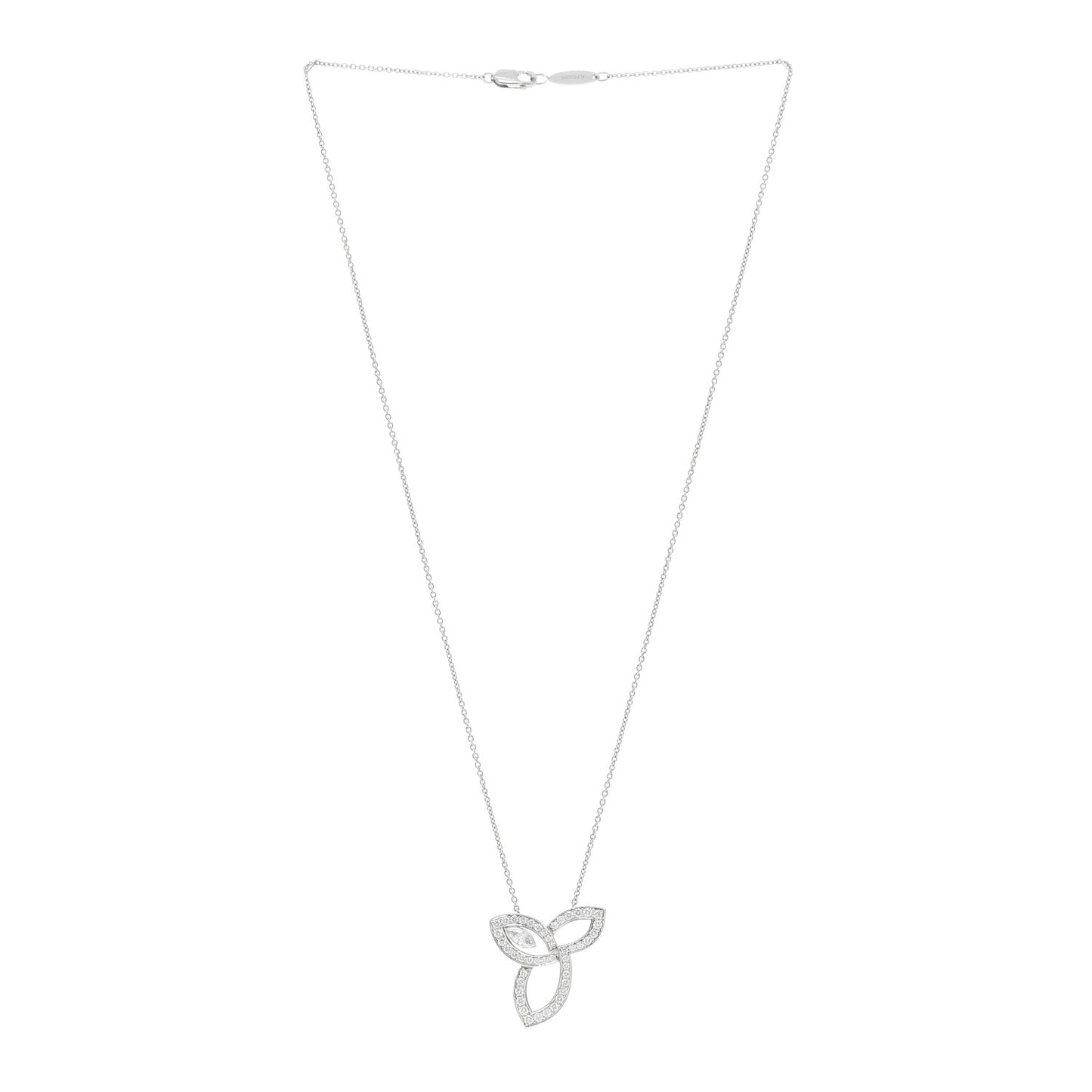 Platinum Diamond Lily Cluster Pendant Necklace