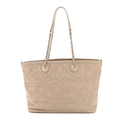Chanel Grained Calfskin Quilted Small Daily Shopping Tote Beige 1 of 13