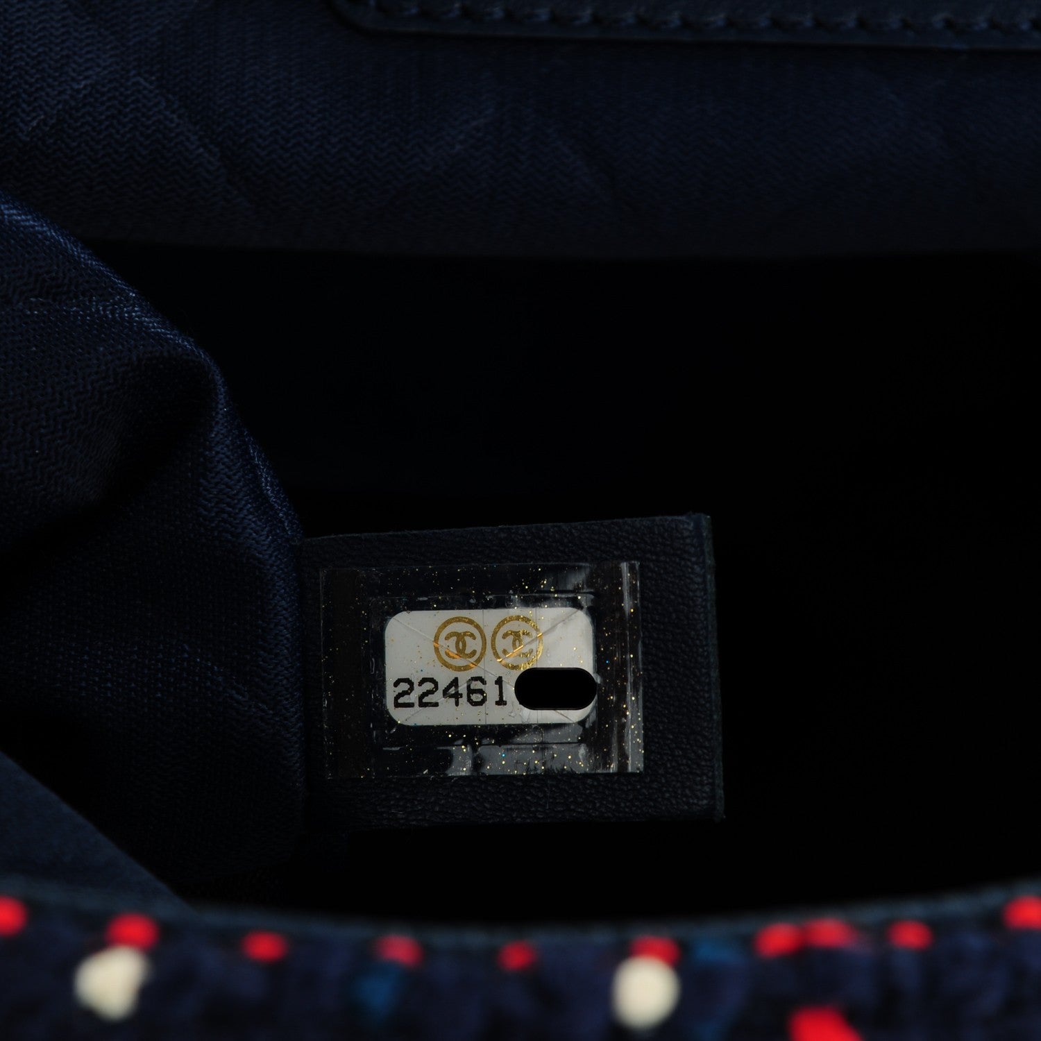Chanel Tweed Trip Top Handle Flap Navy Burgundy 7 of 7