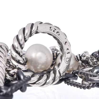 David Yurman Darkened Sterling Silver Hematite Pearl Multi-Row Bracelet 4 of 9