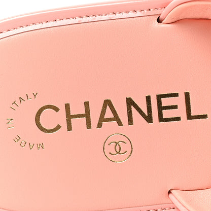 Chanel Patent Calfskin Camellia Thong Sandals 37.5 White 38 Light Pink 8 of 8