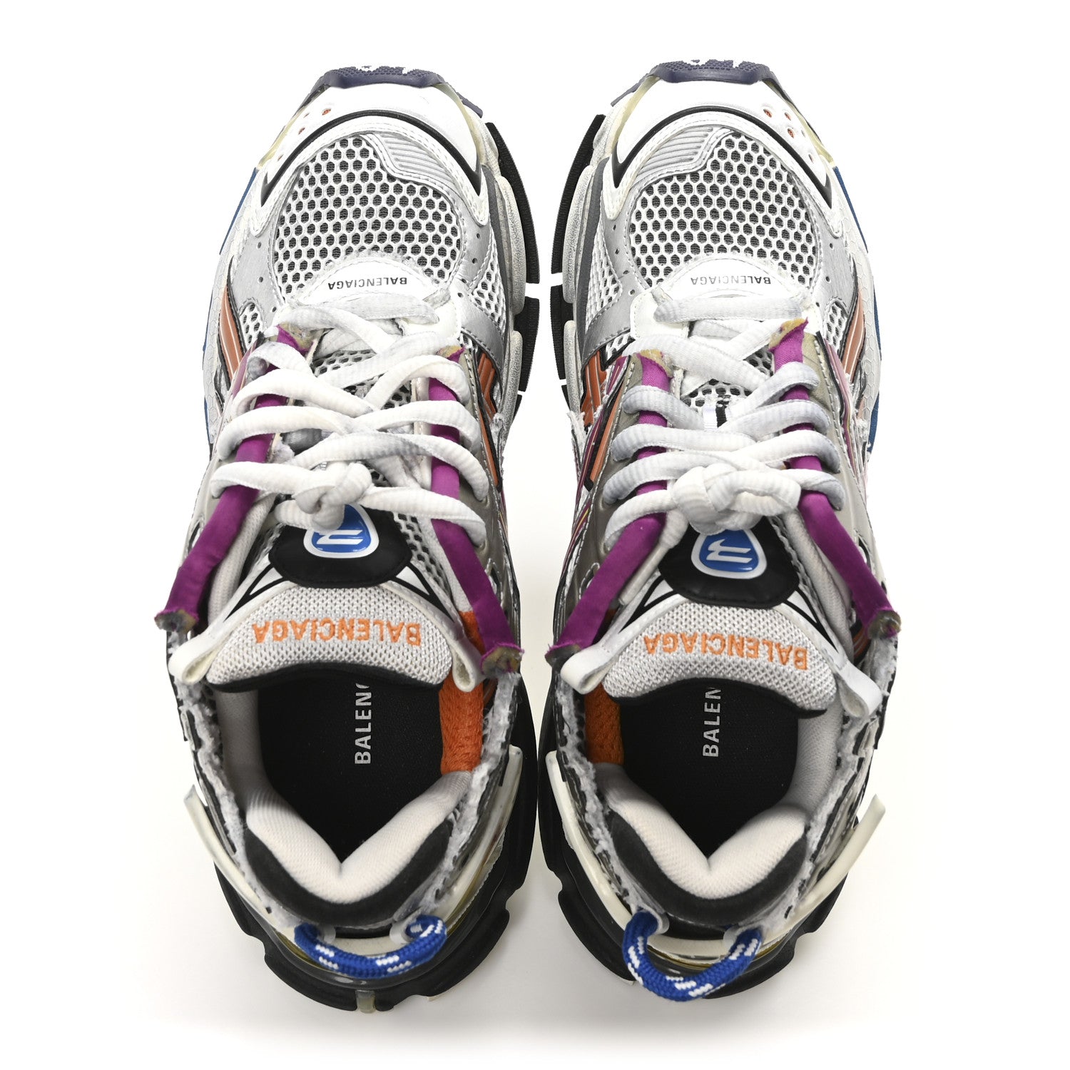 Balenciaga Mesh Rubber Distressed Runner Sneakers 40 Multicolor 2 of 9