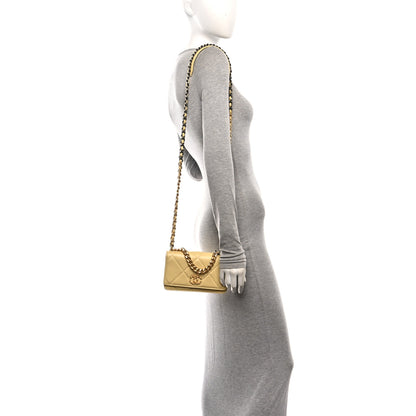Chanel Lambskin Quilted Chanel 19 Wallet On Chain WOC Yellow 2 of 12