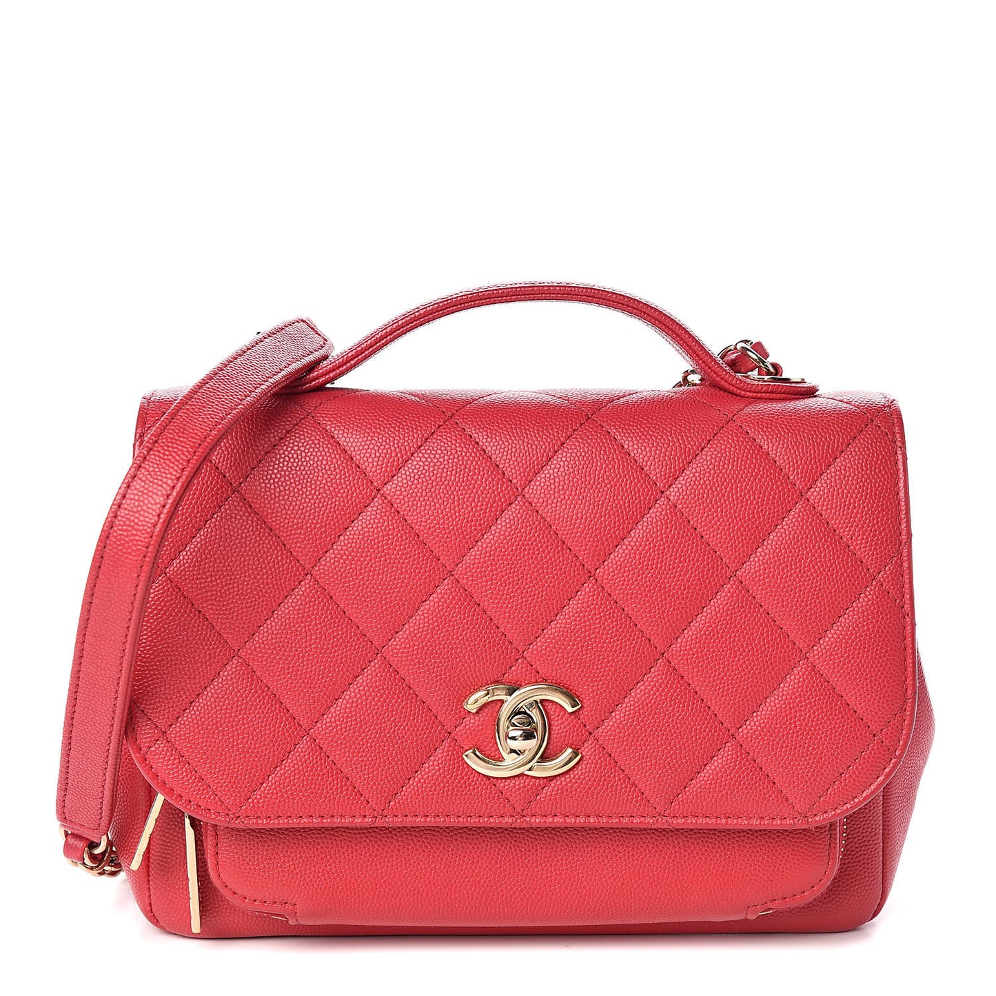 Caviar Quilted Medium Business Affinity Flap Red