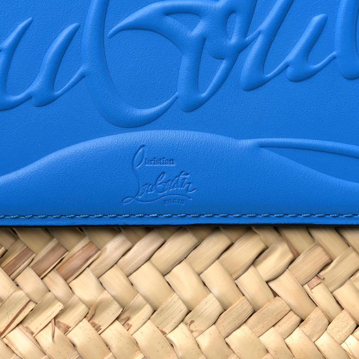 Woven Straw Loubishore Tote Blue