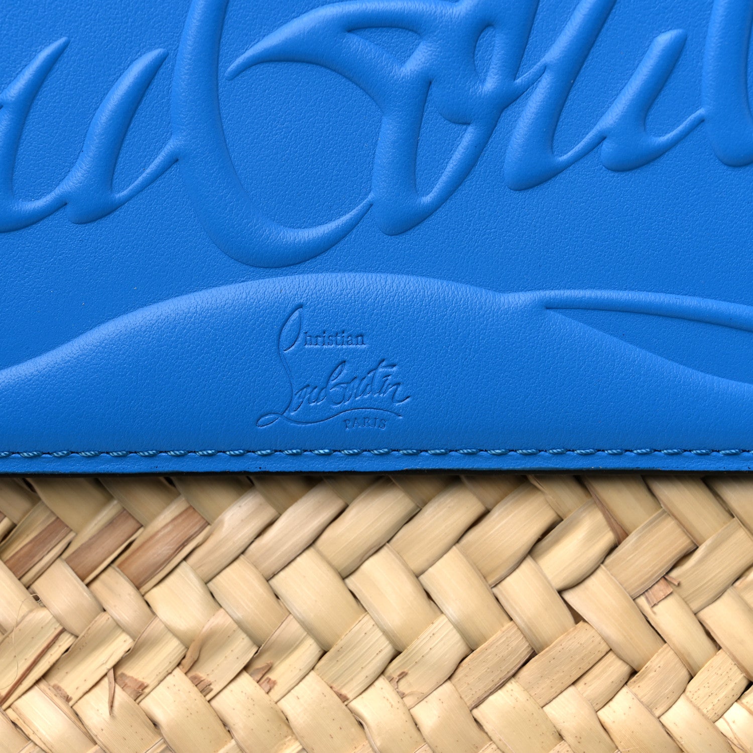 Christian Louboutin Woven Straw Loubishore Tote Blue 6 of 10