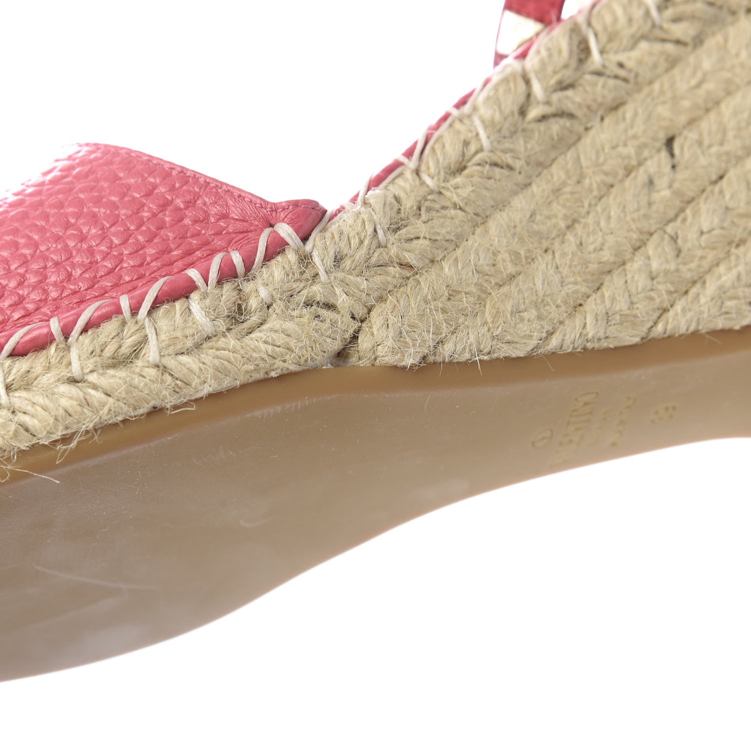 Valentino Garavani Grained Calfskin Rockstud Ankle Wrap Espadrille 15/85mm Wedges 39 Shadow Pink 10 of 10