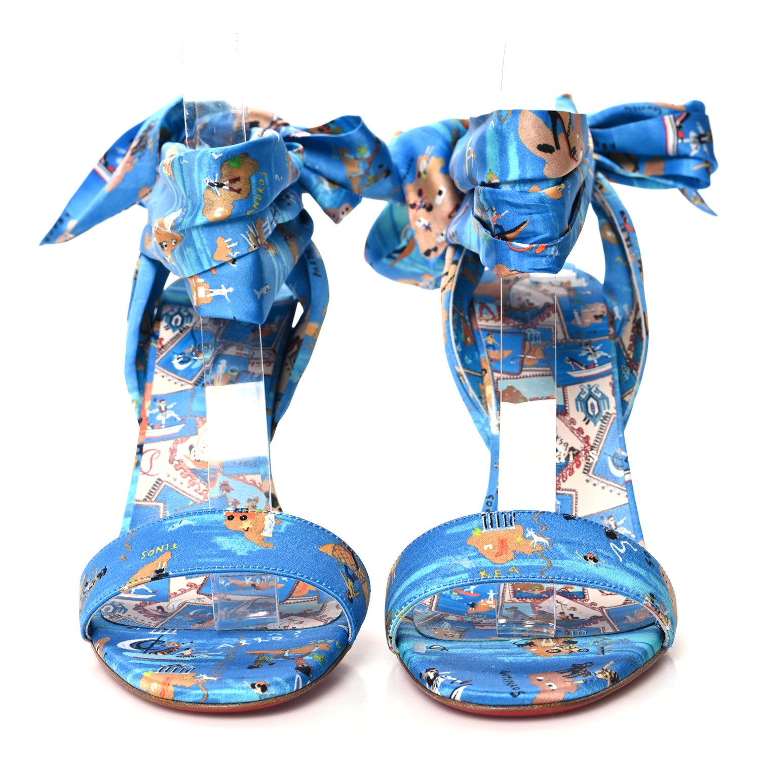 Christian Louboutin Crepe Satin Greekaba Du Desert 110 Sandal 40 Blue Multicolor 2 of 7