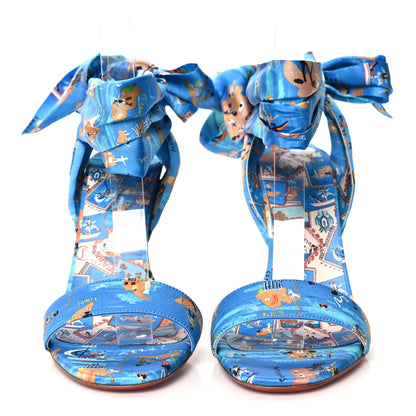 Christian Louboutin Crepe Satin Greekaba Du Desert 110 Sandal 40 Blue Multicolor 2 of 7