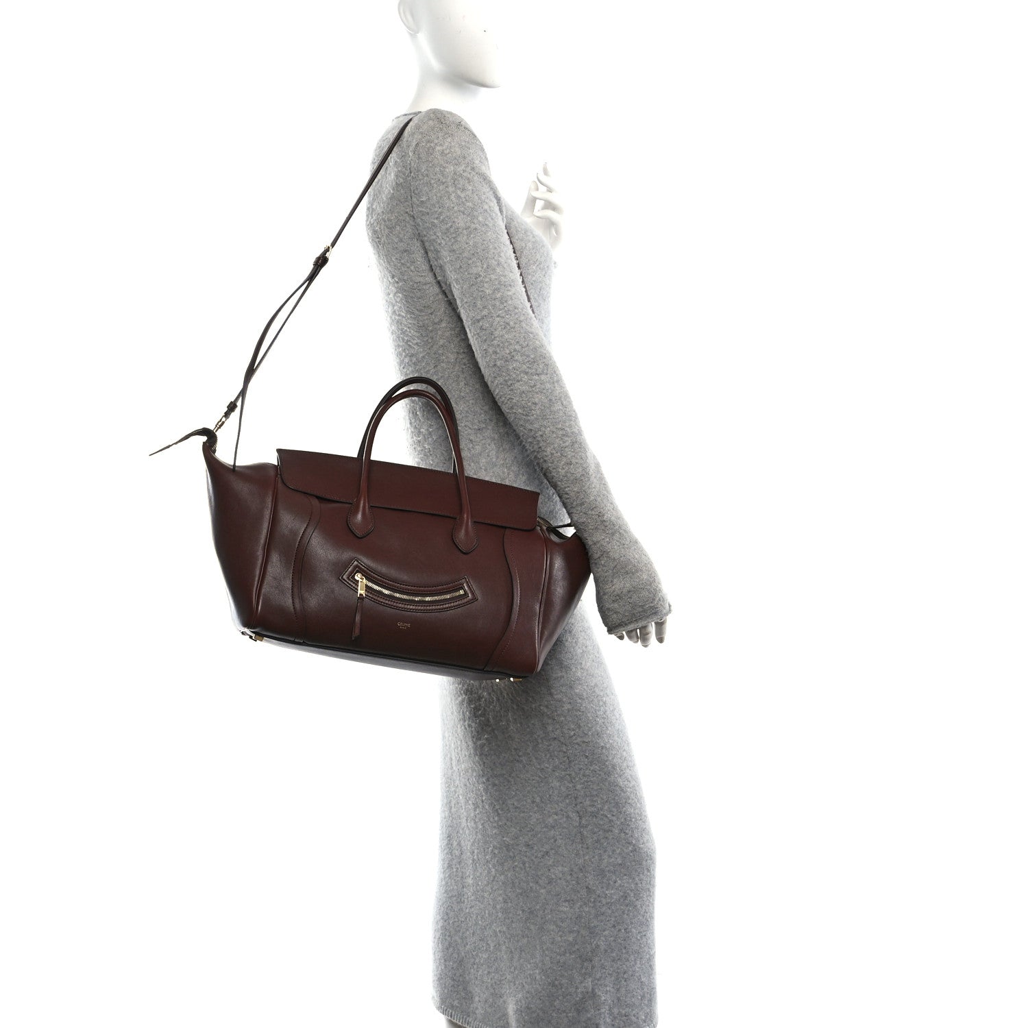 Celine Supple Shiny Lambskin Medium Smiling New Luggage Brick 2 of 10