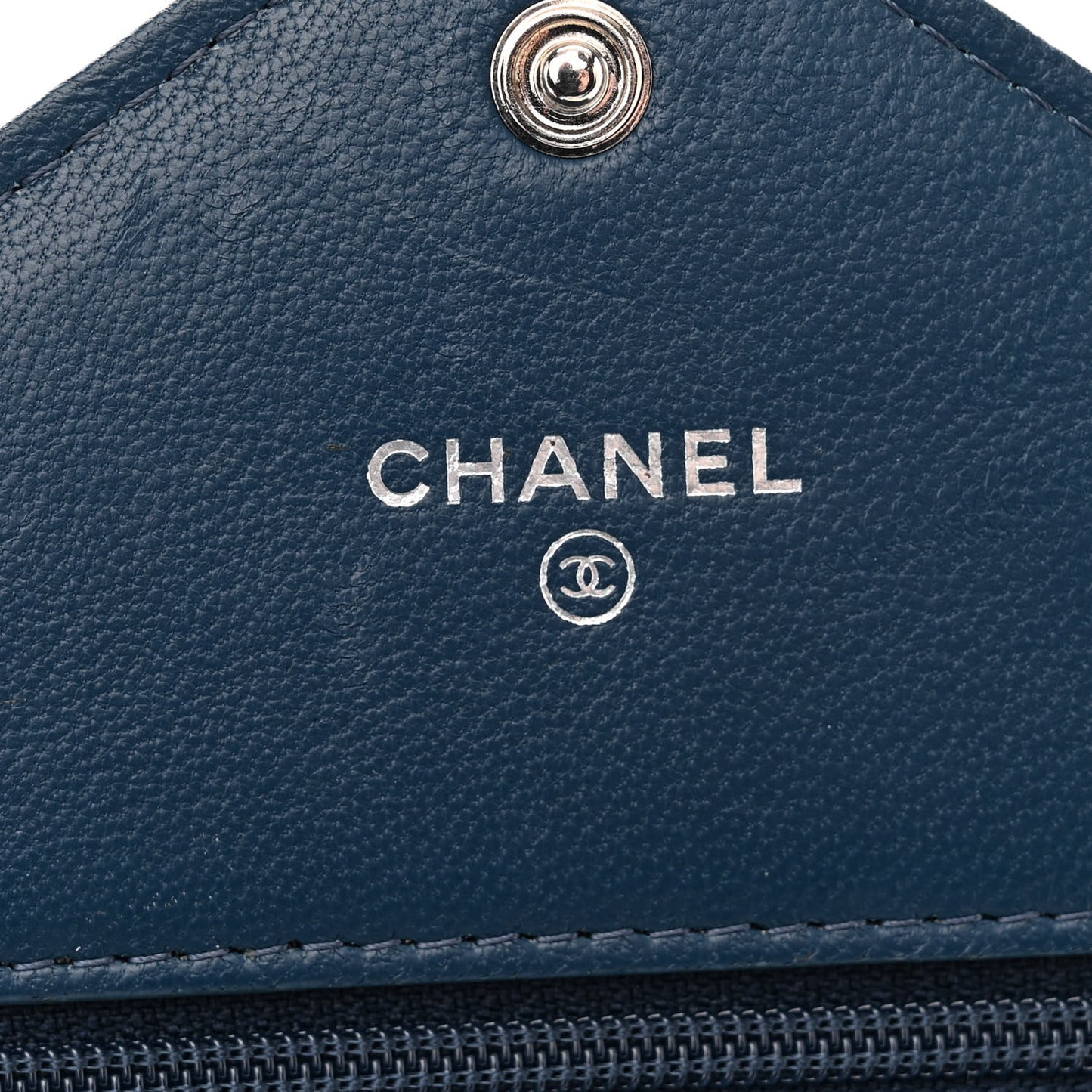 Lambskin Chevron Quilted Stitched Wallet On Chain WOC Blue
