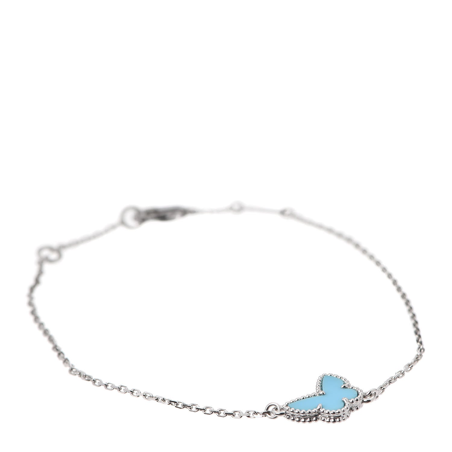 Van Cleef & Arpels 18K White Gold Turquoise Sweet Alhambra Butterfly Bracelet 1 of 6