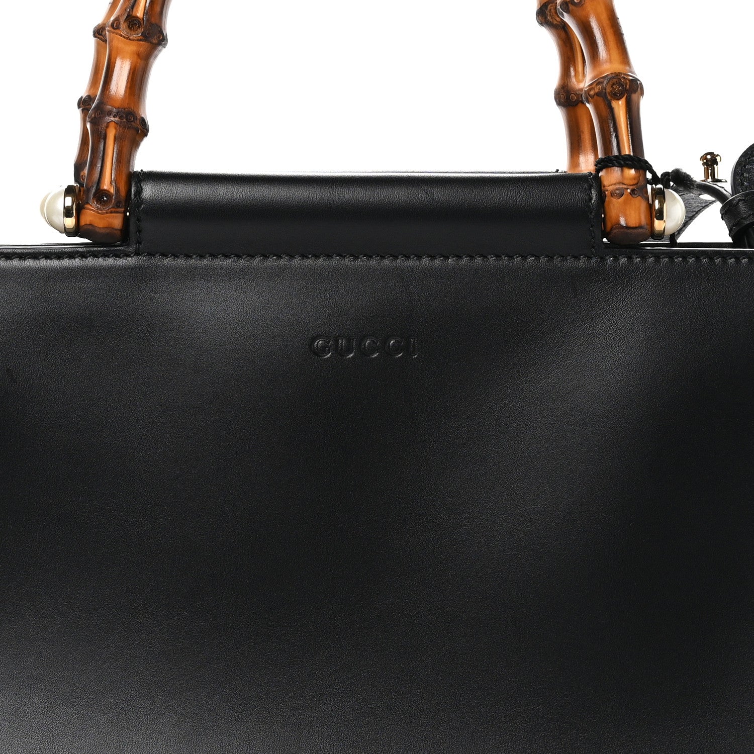 Gucci Nappa Bamboo Medium Nymphaea Top Handle Bag Black 8 of 10