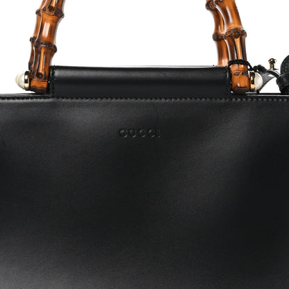 Gucci Nappa Bamboo Medium Nymphaea Top Handle Bag Black 8 of 10