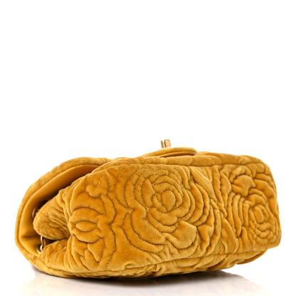 Chanel Velvet Camellia Embossed Mini Square Flap Yellow 4 of 9