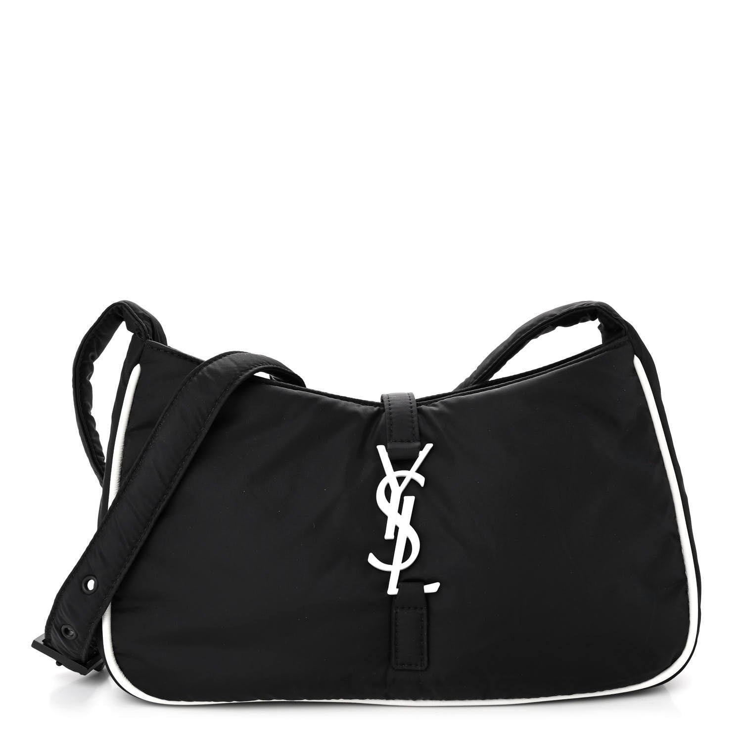 Saint Laurent Econyl Nylon Le 5 A 7 Hobo Black White 1 of 10