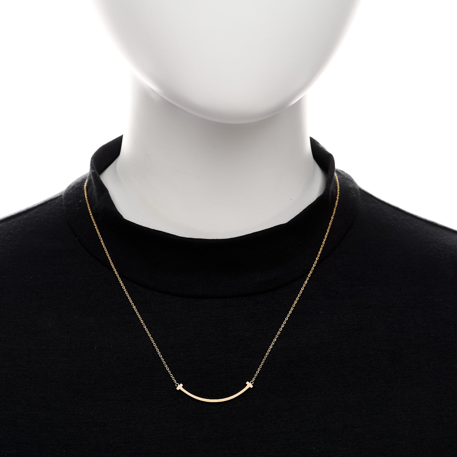 Tiffany 18K Rose Gold Small T Smile Pendant Necklace 2 of 7