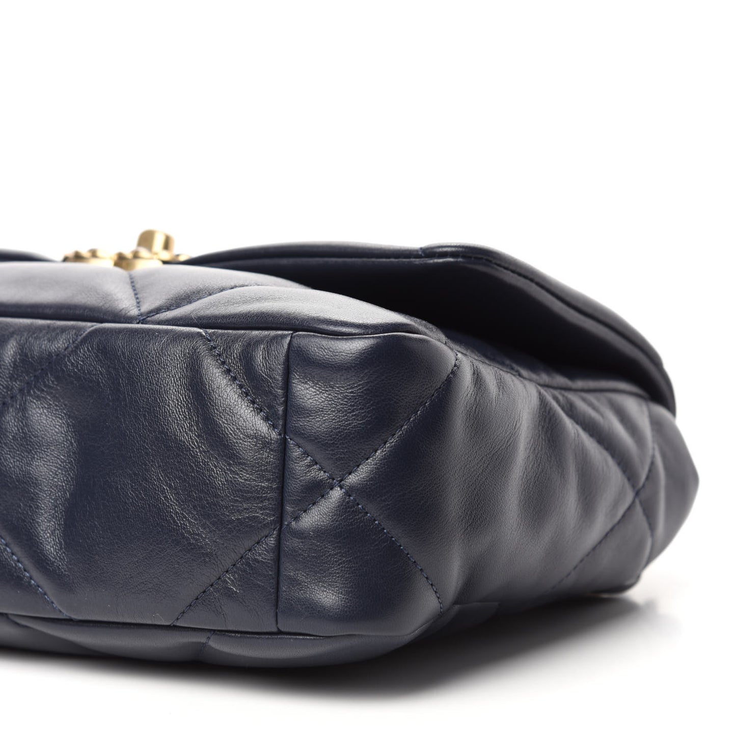 Goatskin Quilted Medium 19 Flap Navy Blue