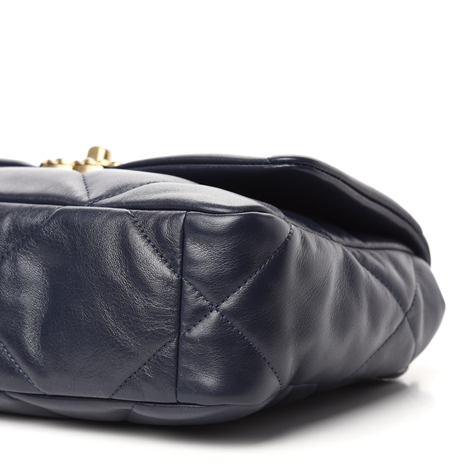 Chanel Goatskin Quilted Medium 19 Flap Navy Blue 7 of 11