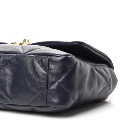 Chanel Goatskin Quilted Medium 19 Flap Navy Blue 7 of 11