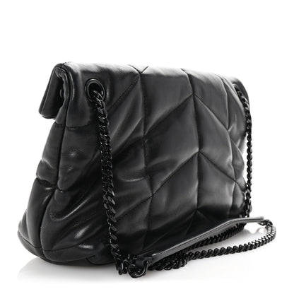 Saint Laurent Lambskin Quilted Monogram Monochrome Small Loulou Puffer Chain Satchel Black 3 of 9
