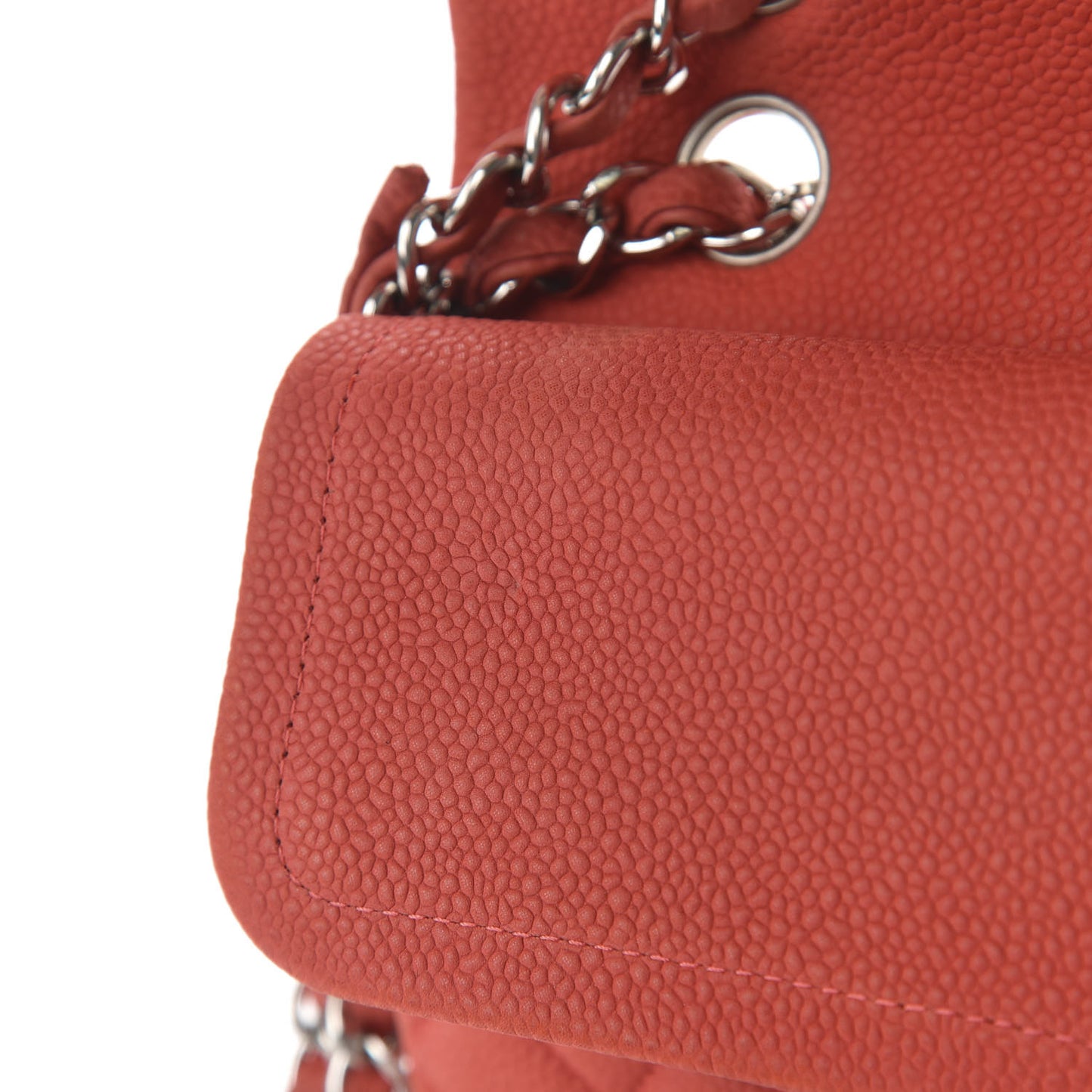 Iridescent Caviar Quilted Medium Double Flap Dark Pink