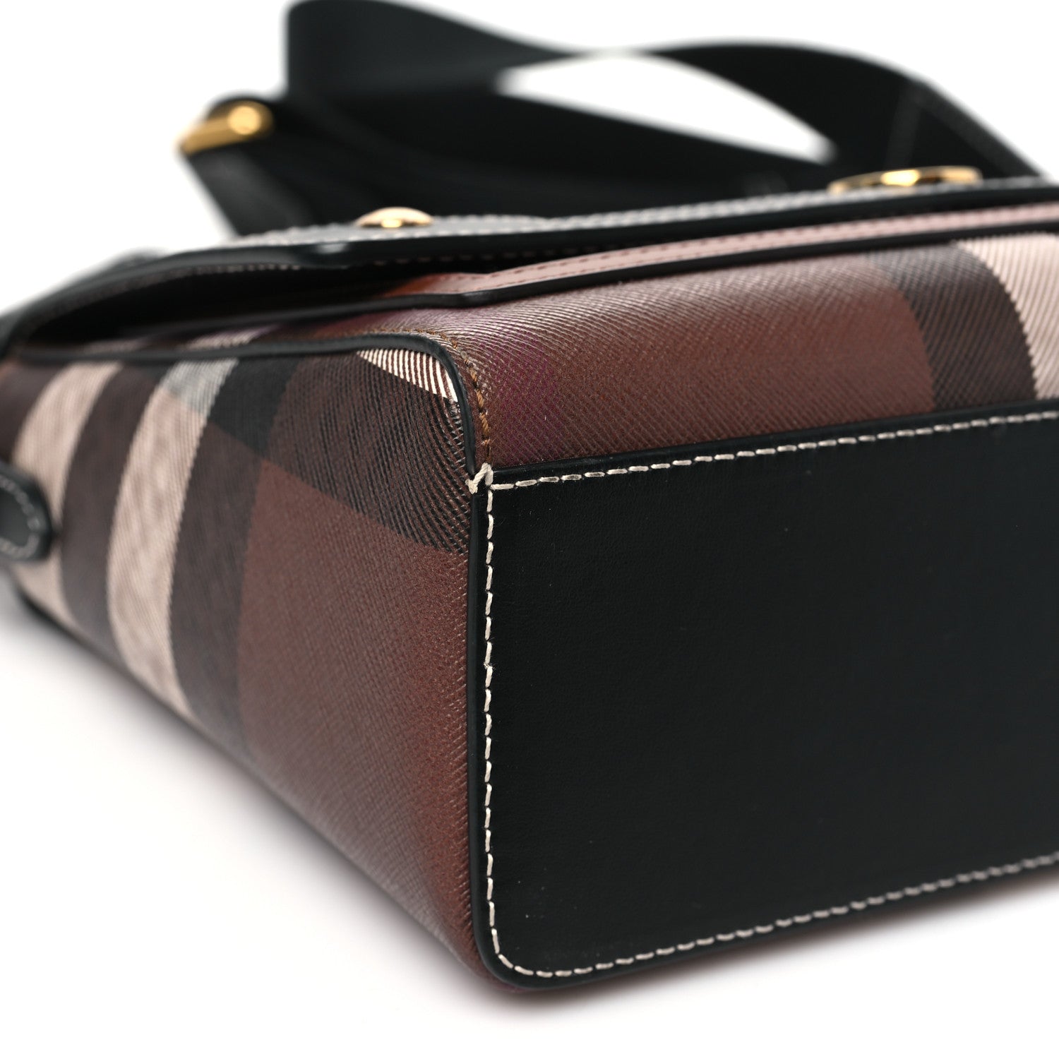 Burberry Calfskin Giant Check E-Canvas Note Crossbody Bag Dark Birch Brown 9 of 10