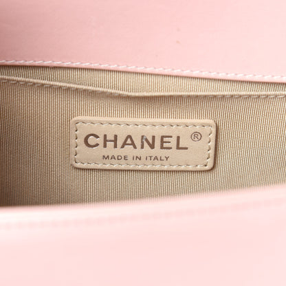 Chanel Patent Chevron Quilted Medium Boy Flap Light Pink 16 of 18