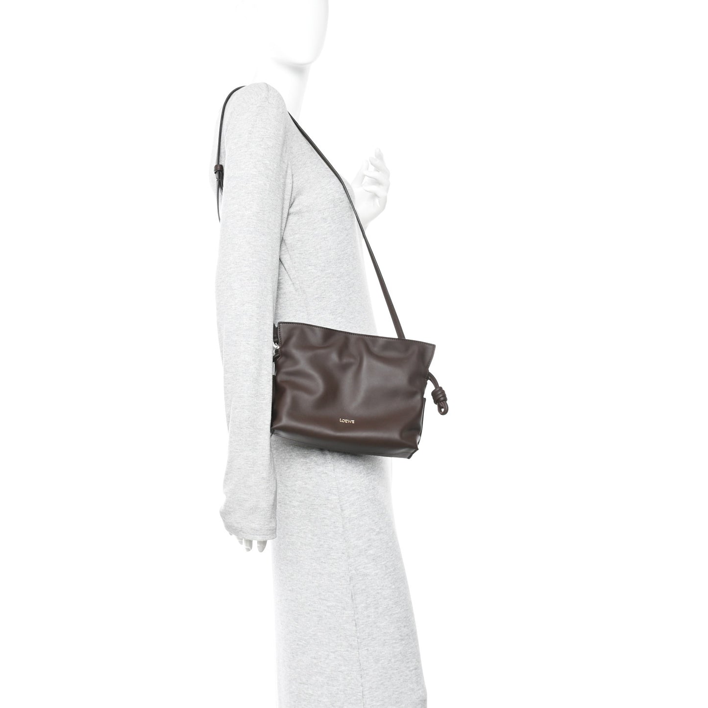 Calfskin Mini Flamenco Knot Clutch Chocolate
