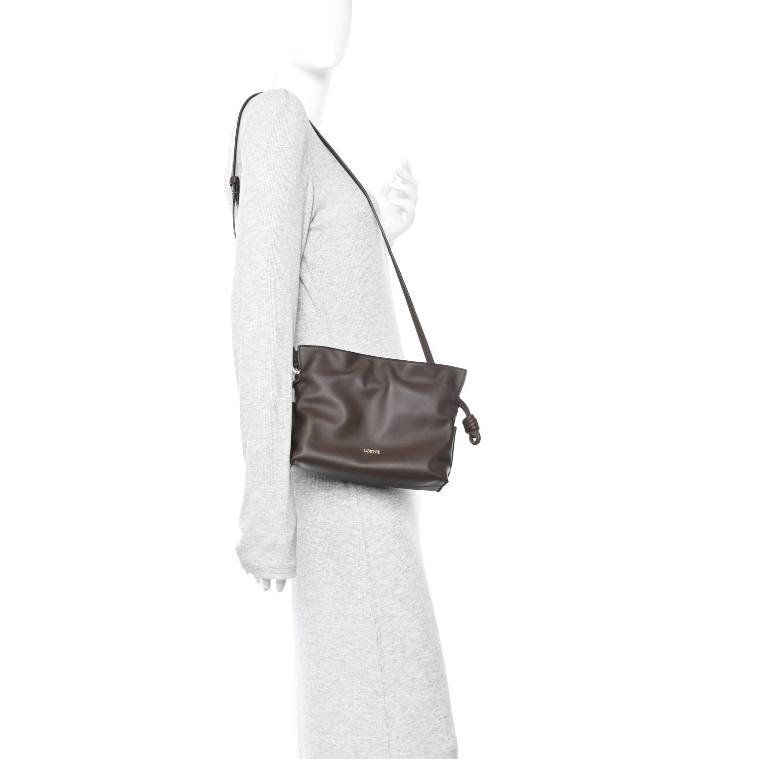 Loewe Calfskin Mini Flamenco Knot Clutch Chocolate 2 of 12
