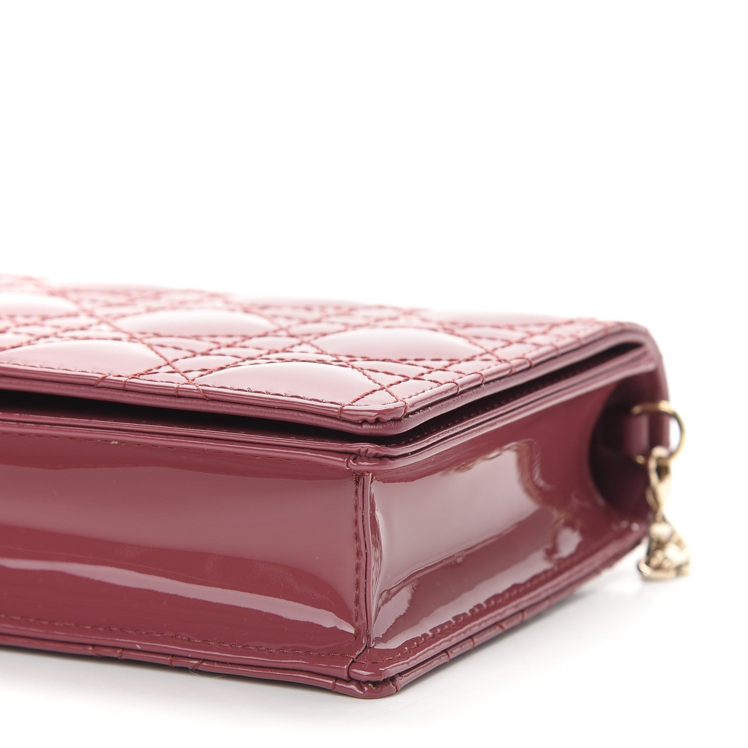 Christian Dior Patent Cannage Lady Dior Clutch Mallow Rose 9 of 10