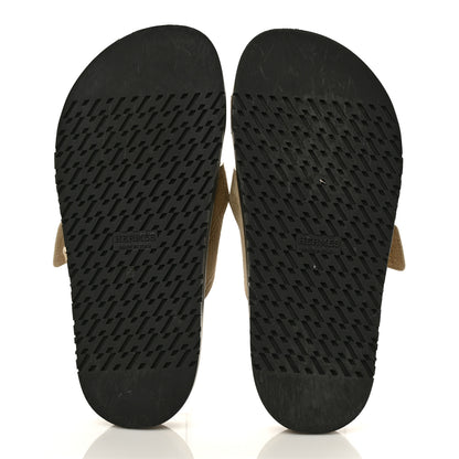 Hermes Suede Goatskin Chaine d'Ancre Womens Chypre Sandals 37 Beige Sable 5 of 9
