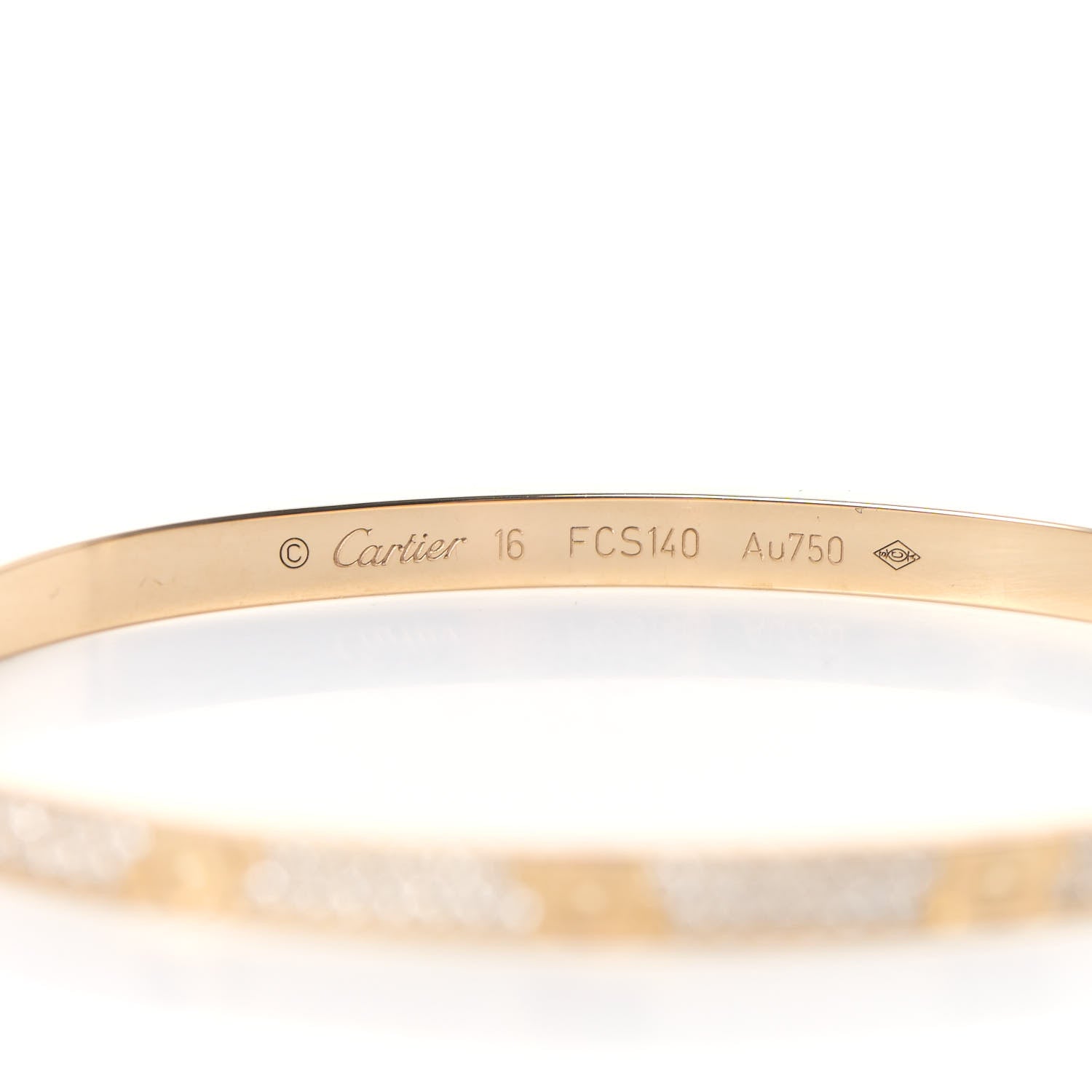 Cartier 18K Yellow Gold Diamond Small LOVE Paved Bracelet 16 4 of 6