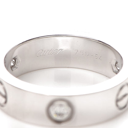 Cartier 18K White Gold 3 Diamond 5.5mm LOVE Ring 54 6.75 4 of 5