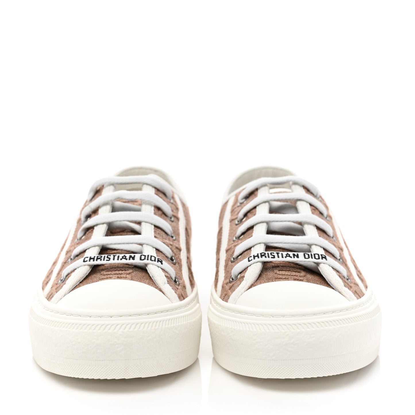 Canvas Cannage Embroidered Womens Walk'N'Dior Low Top Sneakers 35.5 Clay
