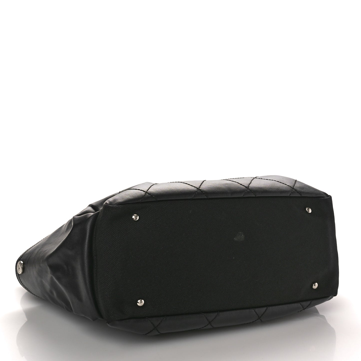 Coated Canvas Quilted Large Paris Biarritz Tote Black