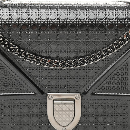 Christian Dior Metallic Patent Micro-Cannage Diorama Wallet on Chain Pouch Black 7 of 9