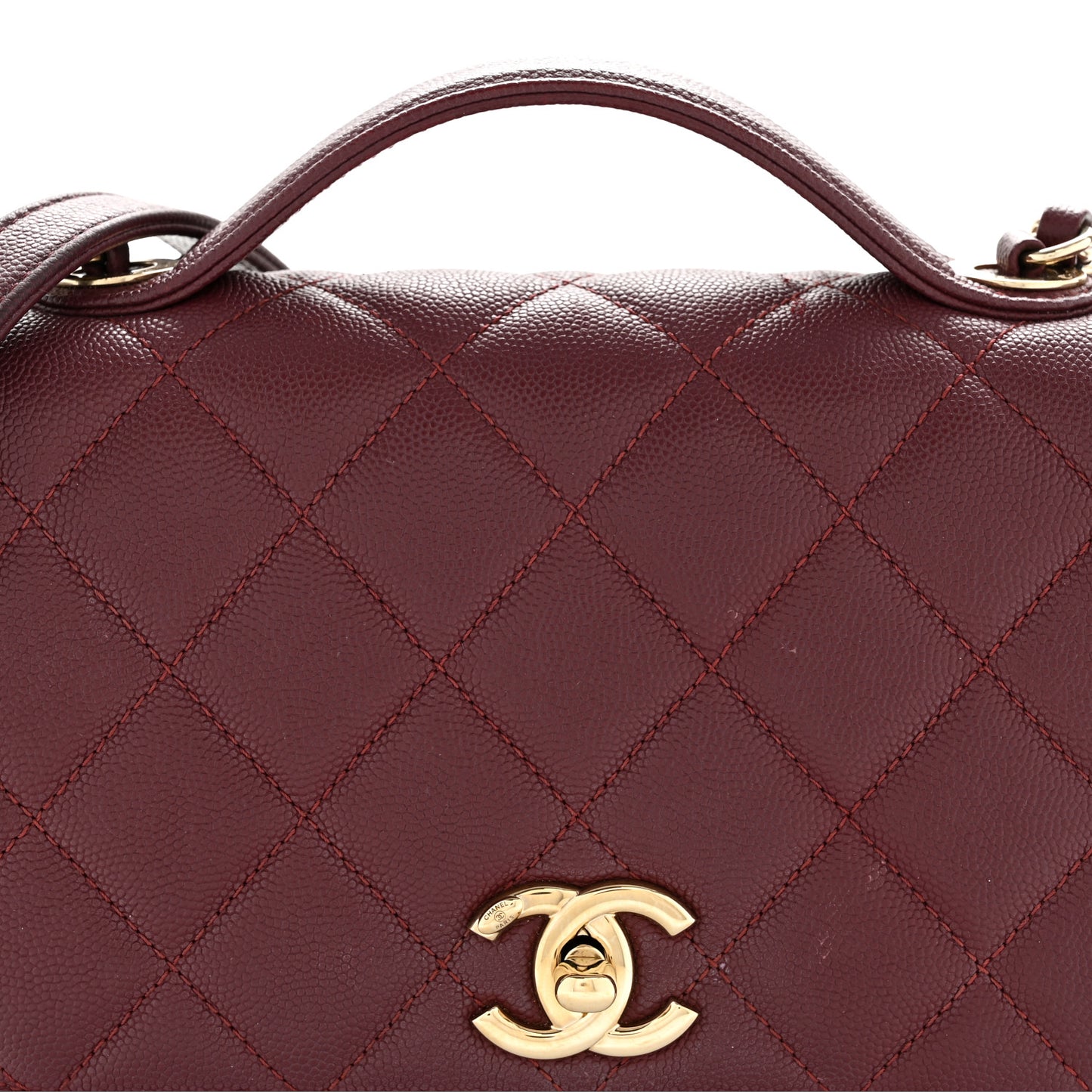 Caviar Quilted Small Business Affinity Flap Burgundy
