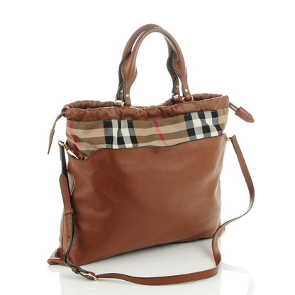 Burberry Soft Calfskin House Check Big Crush Tote Tan 3 of 8