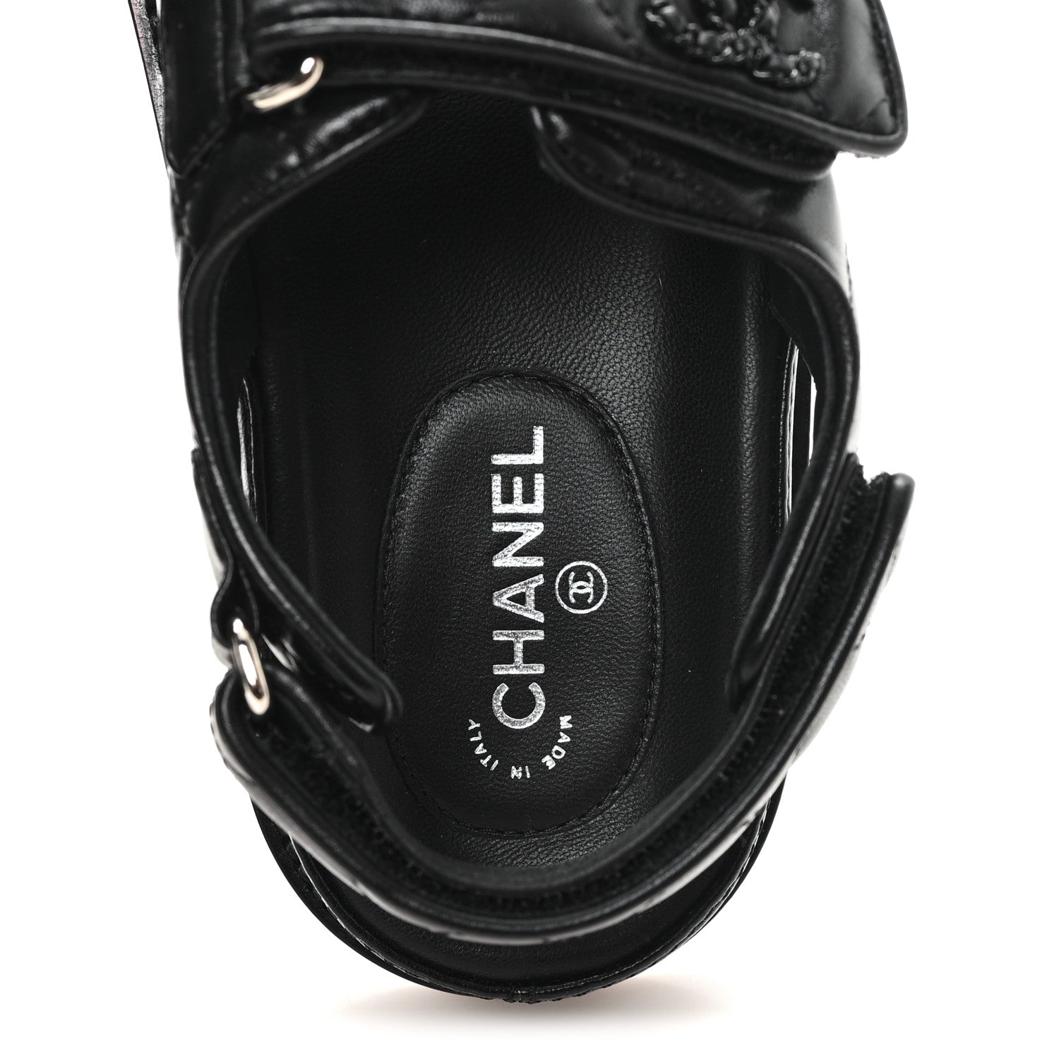 Chanel Lambskin Quilted Velcro Dad Sandals 35.5 So Black 8 of 9