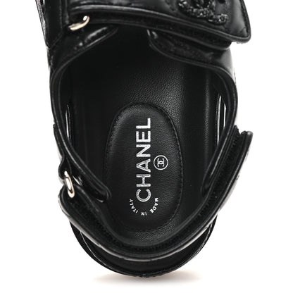 Chanel Lambskin Quilted Velcro Dad Sandals 35.5 So Black 8 of 9